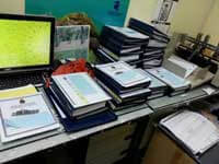 Custom navy-blue technical manual folder for Boustead Lumut project