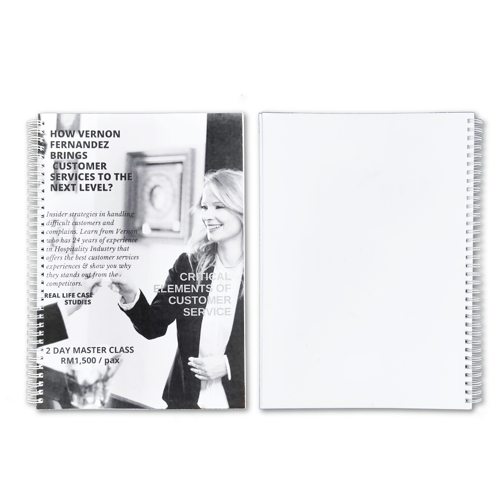 Black and white wire-o booklet binding Malaysia PVC cover option