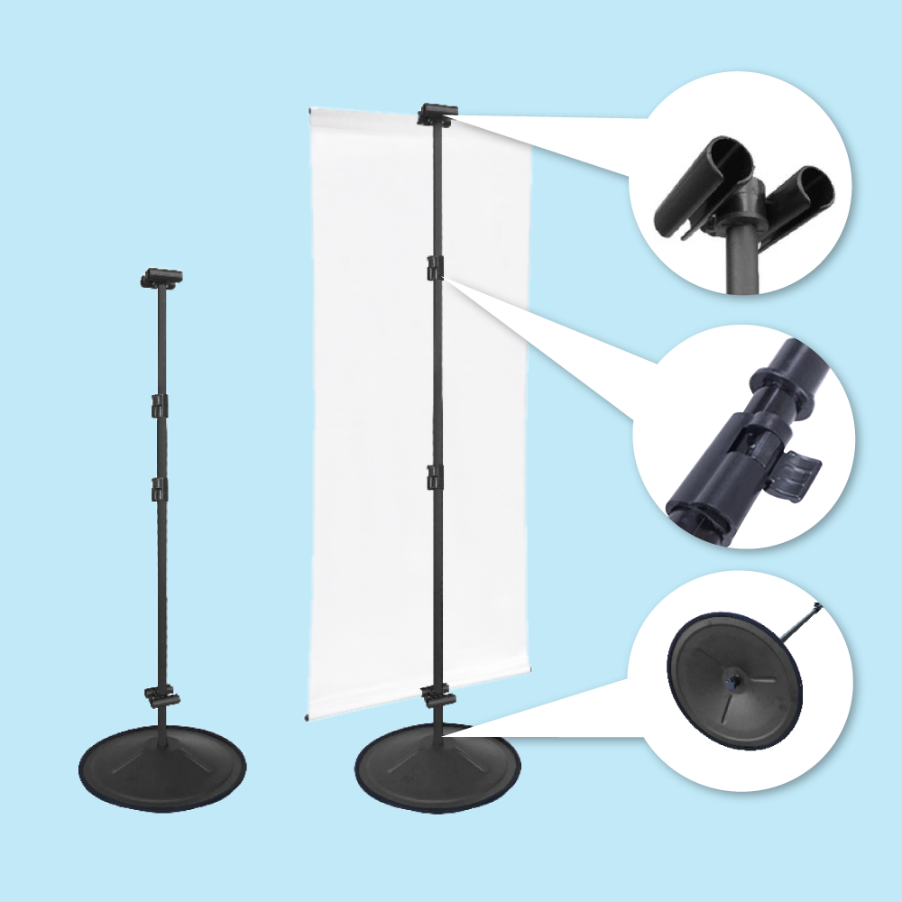T Bar Banner Stand Side View