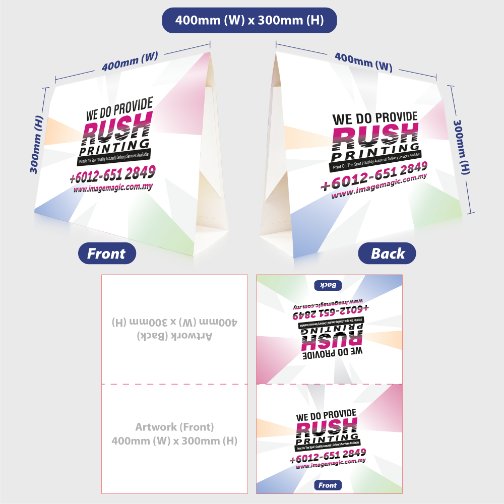 Large tent card structure and display example