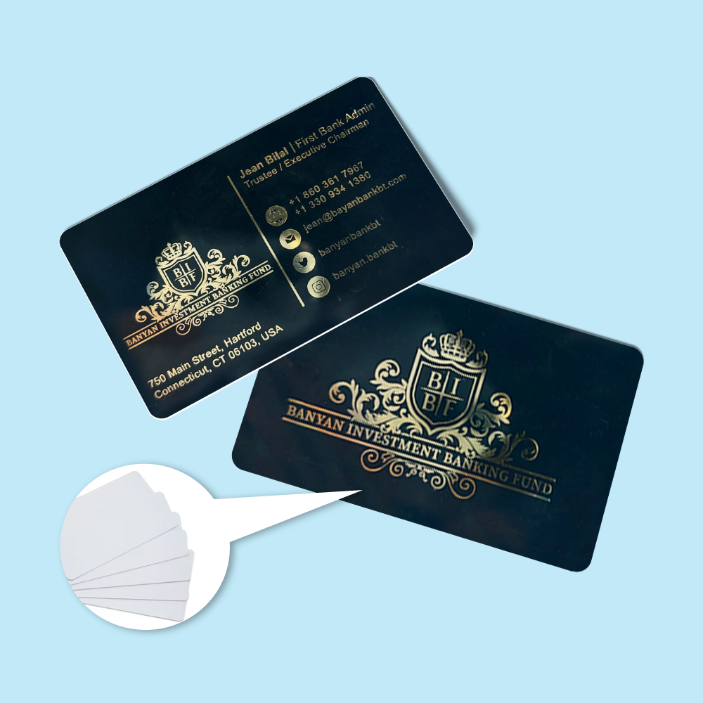 Premium Black PVC Membership Cards with Gold Stamping